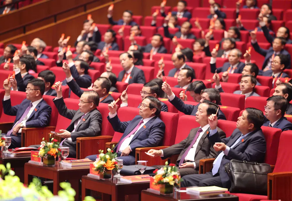 Lãnh đạo Chính phủ và các đại biểu dự đại hội. Ảnh: VIẾT CHUNG 1.jpg