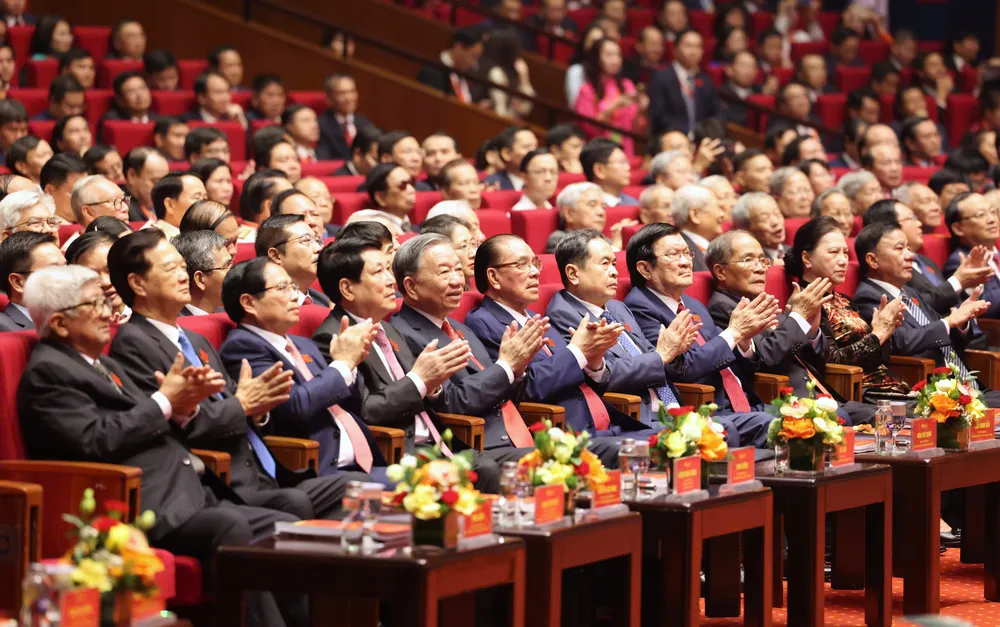 Các đồng chí lãnh đạo, nguyên lãnh đạo Đảng, Nhà nước dự đại hội. Ảnh: QUANG PHÚC 9.jpg