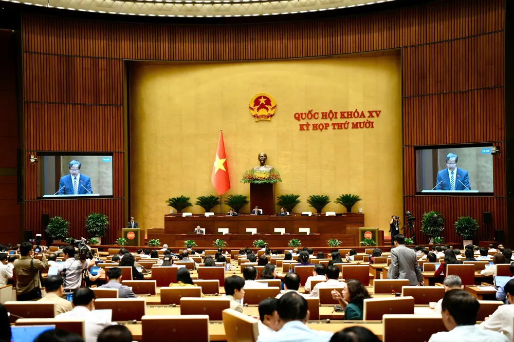 Phiên họp Quốc hội sáng 22-10. Ảnh: VIẾT CHUNG 2.jpg