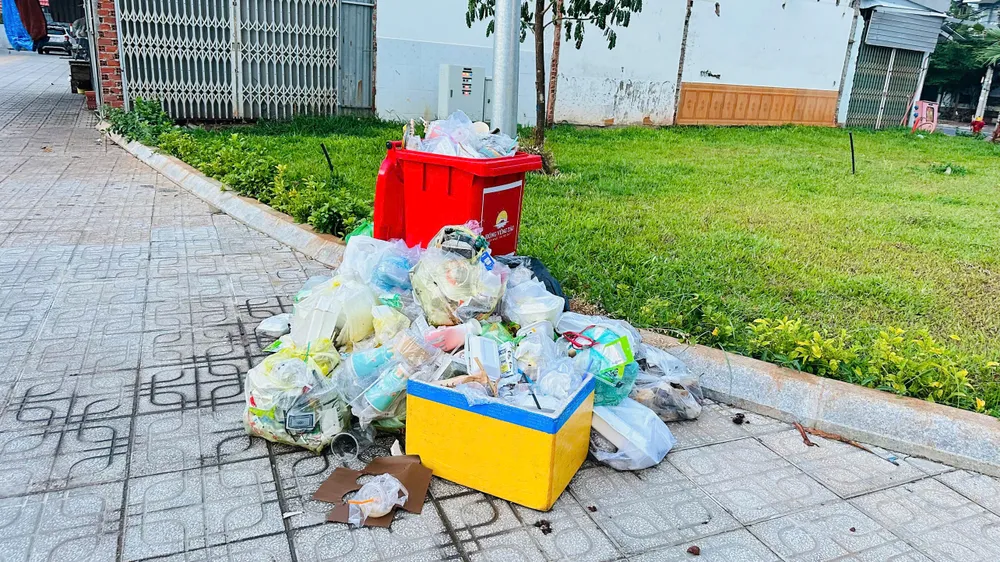 Tình trạng rác thải để nhếch nhác, bừa bãi như thế này đã diễn ra suốt nhiều tháng qua tại khuôn viên công viên Ao cá phường Vũng Tàu (TPHCM) Rac thải.jpg