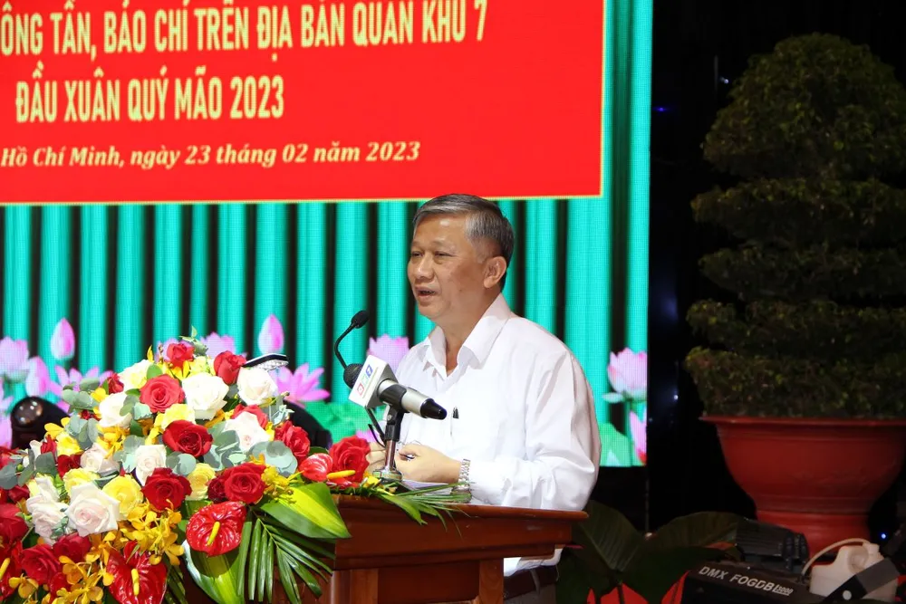 Đồng chí Đặng Mạnh Trung phát biểu chỉ đạo tại buổi gặp mặt. Ảnh: TRẦN YÊN