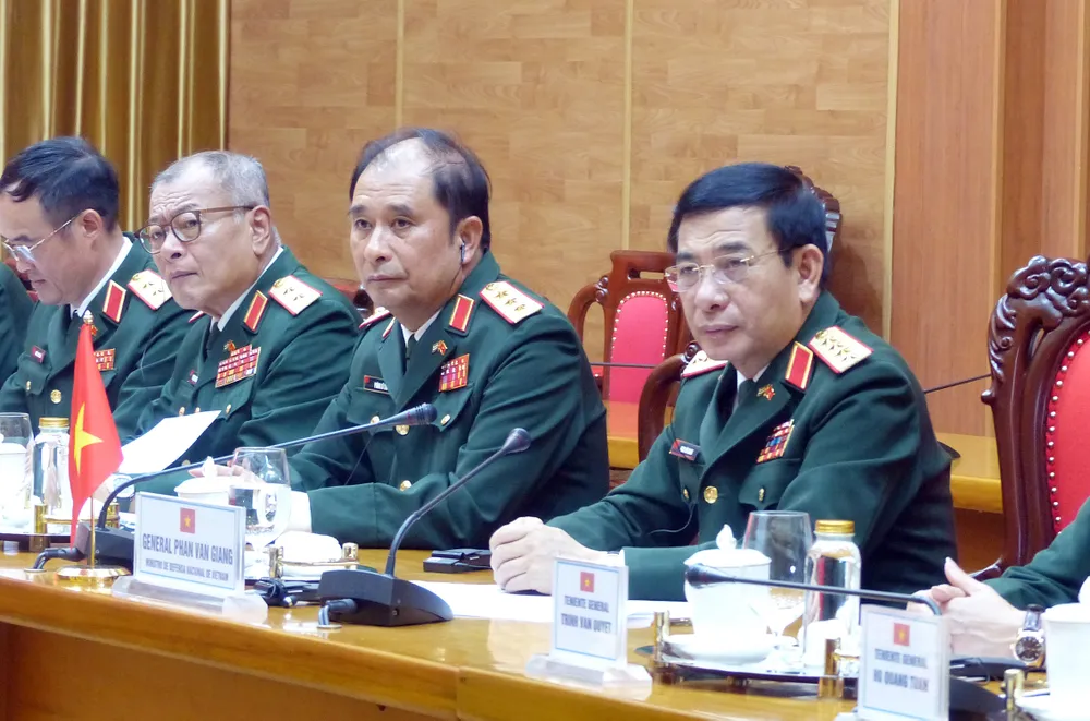 Đại tướng Phan Văn Giang đồng chủ trì cuộc hội đàm. Ảnh: TRẦN BÌNH Đại tướng Phan Văn Giang đồng chủ trì cuộc hội đàm. Ảnh: TRẦN BÌNH
