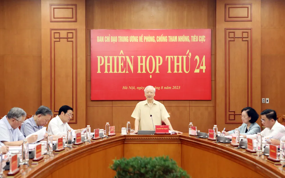 Tổng Bí thư Nguyễn Phú Trọng phát biểu tại phiên họp. Ảnh: BNC Tổng Bí thư Nguyễn Phú Trọng phát biểu tại phiên họp. Ảnh: BNC