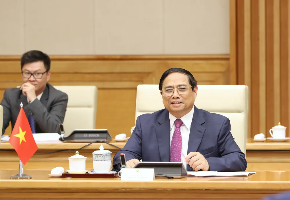 Thủ tướng Phạm Minh Chính phát biểu tại buổi tiếp. Ảnh: QUANG PHÚC