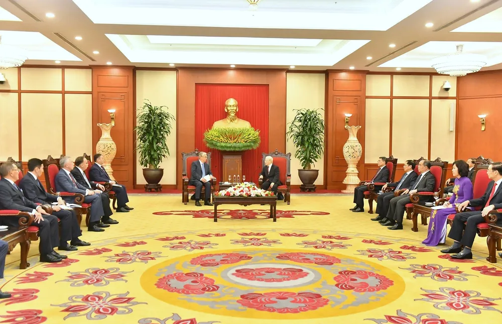 Quang cảnh buổi tiếp ở trụ sở Trung ương Đảng. Ảnh VIẾT CHUNG