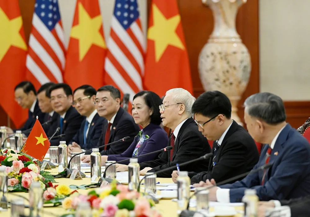 Tổng Bí thư Nguyễn Phú Trọng phát biểu tại hội đàm. Ảnh: VIẾT CHUNG Tổng Bí thư Nguyễn Phú Trọng phát biểu tại hội đàm. Ảnh: VIẾT CHUNG