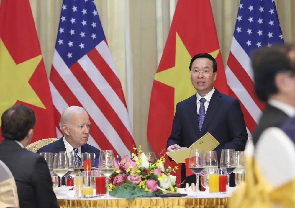 Chủ tịch nước Võ Văn Thưởng phát biểu tại tiệc chiêu đãi. Ảnh: QUANG PHÚC Chủ tịch nước Võ Văn Thưởng phát biểu tại tiệc chiêu đãi. Ảnh: QUANG PHÚC