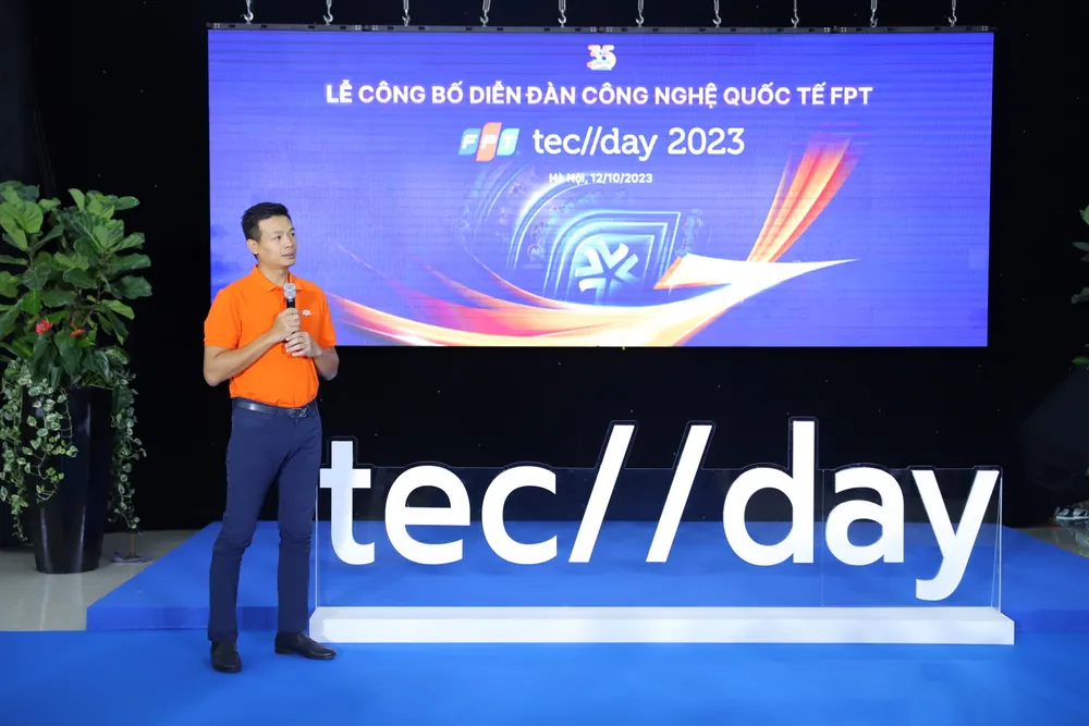 Ông Vũ Anh Tú, Giám đốc công nghệ Tập đoàn FPT tại lễ công bố FPT Techday 2023