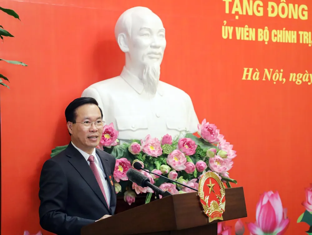 Chủ tịch nước Võ Văn Thưởng phát biểu tại buổi lễ. Ảnh: VPCTN Chủ tịch nước Võ Văn Thưởng phát biểu tại buổi lễ. Ảnh: VPCTN