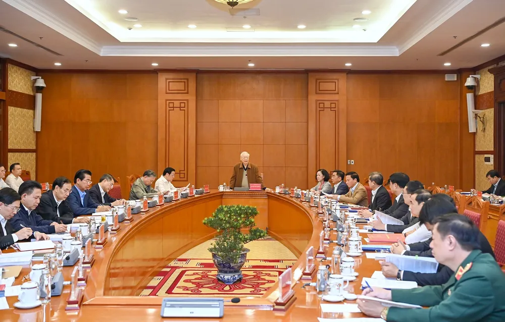 Quang cảnh cuộc họp dưới sự chủ trì của Tổng Bí thư Nguyễn Phú Trọng. Ảnh: VIẾT CHUNG Quang cảnh cuộc họp dưới sự chủ trì của Tổng Bí thư Nguyễn Phú Trọng. Ảnh: VIẾT CHUNG