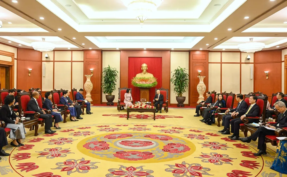 Quang cảnh buổi tiếp ở trụ sở Trung ương Đảng. Ảnh: VIẾT CHUNG Quang cảnh buổi tiếp ở trụ sở Trung ương Đảng. Ảnh: VIẾT CHUNG