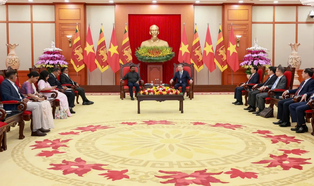 Quang cảnh cuộc tiếp. Ảnh: VIẾT CHUNG TBT tiep Sri Lanka 4.jpg
