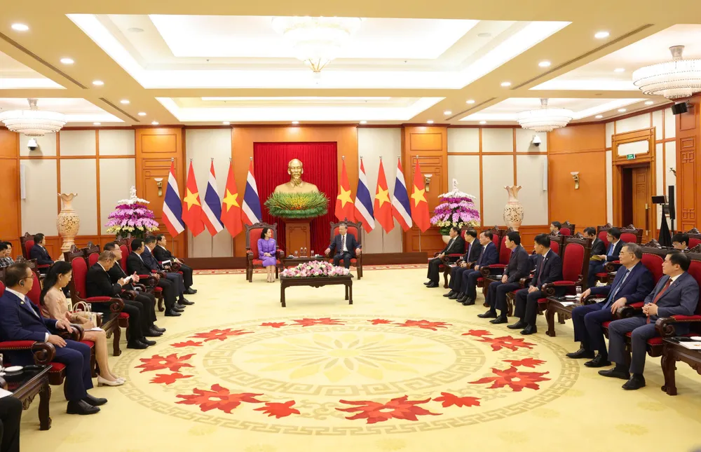 Quang cảnh cuộc tiếp. Ảnh: QUANG PHÚC TBT tiep Thu tuong Thai Lan 5.jpg