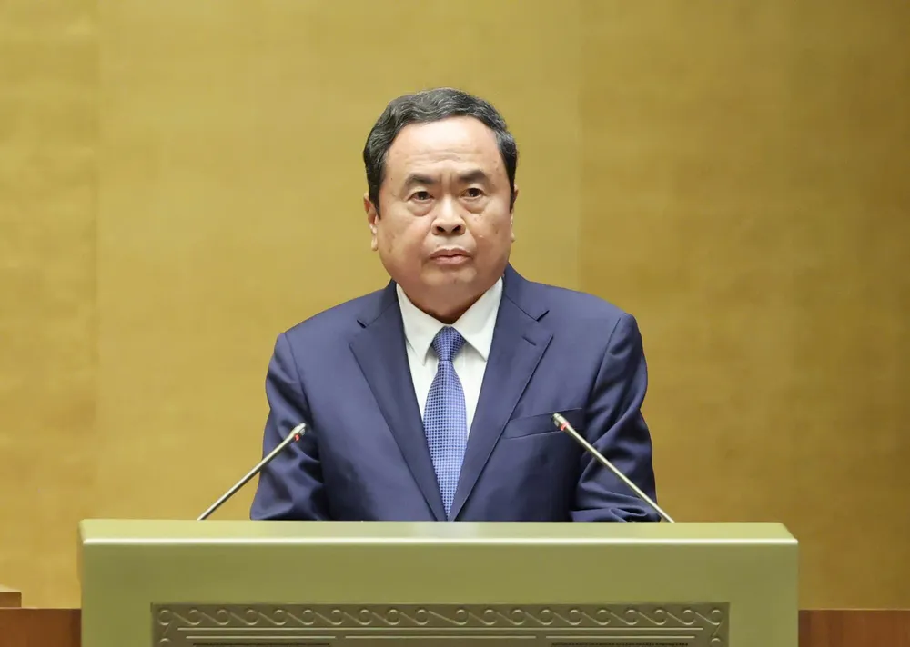 Chủ tịch Quốc hội Trần Thanh Mẫn trình bày chuyên đề tại hội nghị. Ảnh: QUANG PHÚC CT Quoc hoi 1.jpg