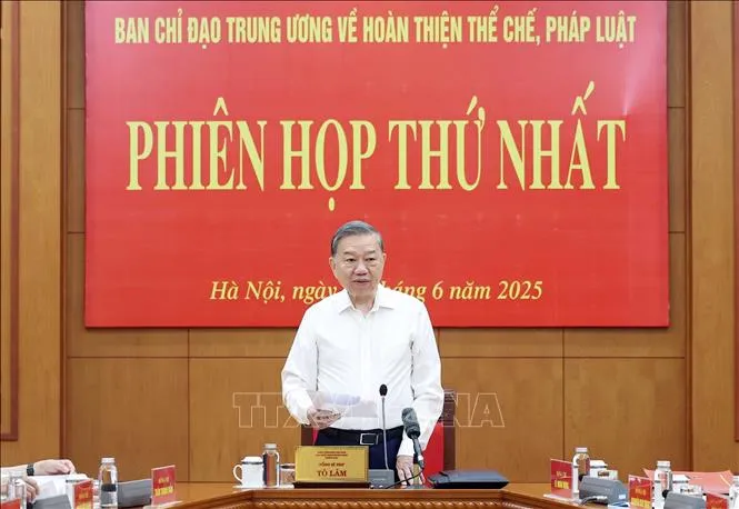 Tổng Bí thư Tô Lâm chủ trì phiên họp. Ảnh: TTXVN Anh Phien hop Ban Chi dao - TTXVN.jpg