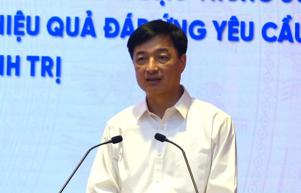 Đồng chí Nguyễn Duy Ngọc phát biểu tại hội nghị. Ảnh TRẦN BÌNH Nguyen Duy Ngoc 1 .JPG
