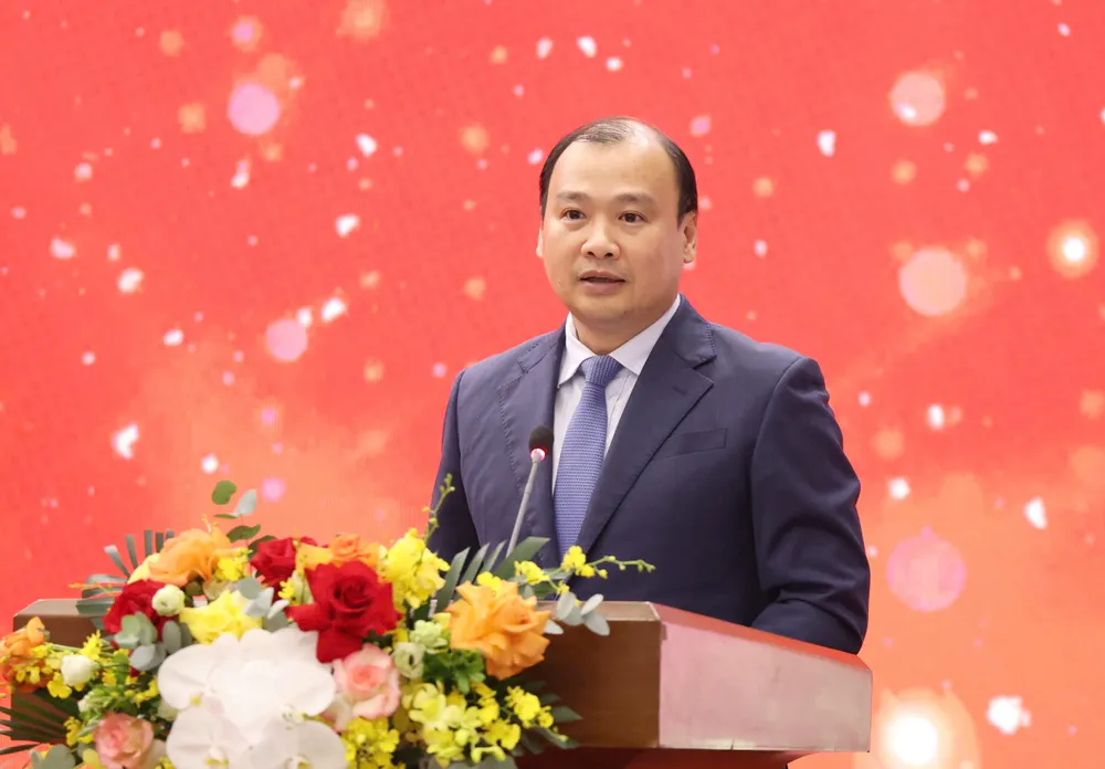 Thứ trưởng Lê Hải Bình phát biểu tại sự kiện. Ảnh: QUANG PHÚC Trung tam bao chi 6.jpg