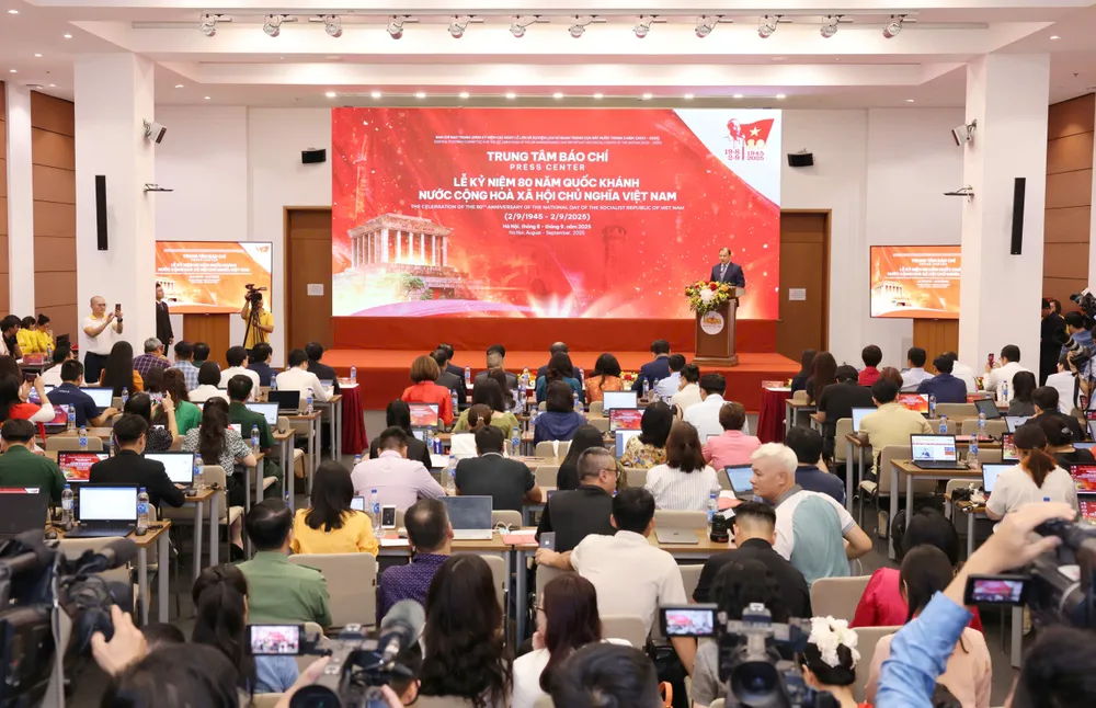 Quang cảnh buổi khai trương Trung tâm báo chí. Ảnh: QUANG PHÚC Trung tam bao chi 7.jpg