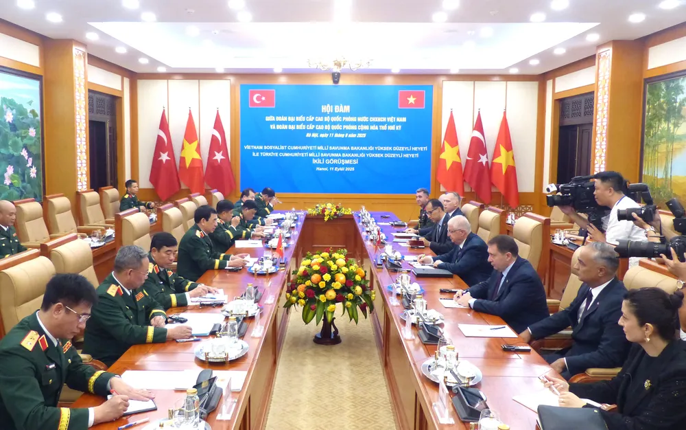Quang cảnh hội đàm. Ảnh: TRẦN BÌNH Bo truong QP Tho Nhi Ky 10.JPG