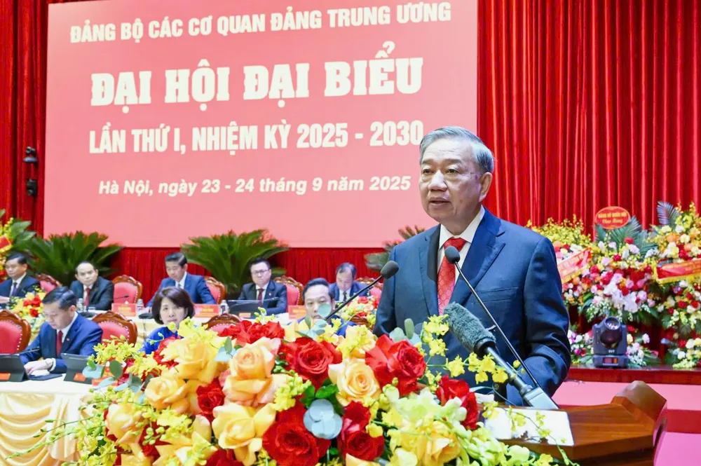 Tổng Bí thư Tô Lâm phát biểu chỉ đạo đại hội. Ảnh: VIẾT CHUNG DH cac co quan Dang TW 11.jpg