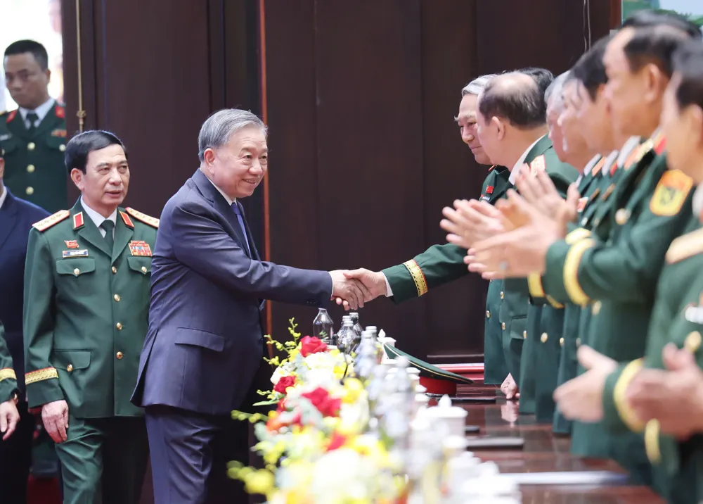 Tổng Bí thư Tô Lâm và các đại biểu tham dự đại hội. Ảnh: QUANG PHÚC DH Thi dua Quyet thang toan quan 4.jpg