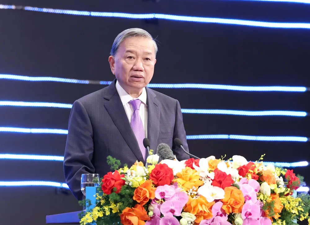Tổng Bí thư Tô Lâm phát biểu tại buổi lễ. Ảnh QUANG PHÚC Anh Ky niem Bo KHCN 20.jpg