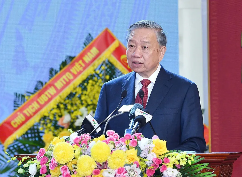 Tổng Bí thư Tô Lâm phát biểu tại buổi lễ. Ảnh: VIẾT CHUNG TBT To Lam - Quan khu 1 C.jpg