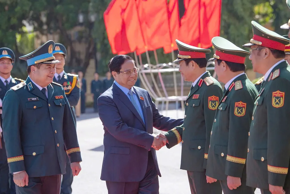 Thủ tướng Phạm Minh Chính đến dự buổi lễ. Ảnh: VIẾT CHUNG Quan chung PKKQ 2.jpg