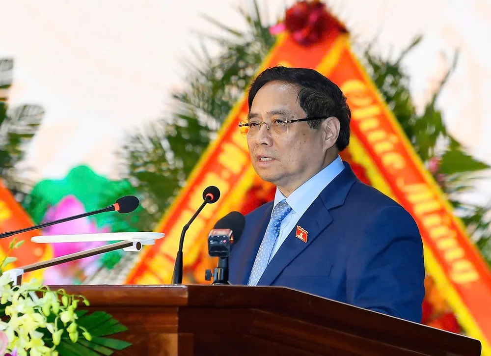 Thủ tướng Phạm Minh Chính phát biểu tại buổi lễ. Ảnh: VIẾT CHUNG Quan chung PKKQ 9.jpg