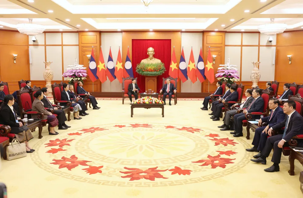 Quang cảnh cuộc tiếp. Ảnh: QUANG PHÚC Doan TBT-CTN Lao 8.jpg