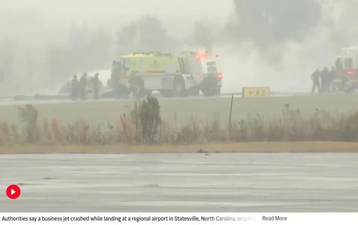 美国一架私人飞机在北卡罗来纳州坠毁 7人死亡