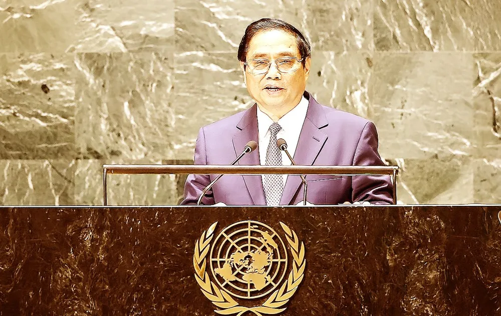 Thủ tướng Phạm Minh Chính phát biểu tại Phiên thảo luận chung cấp cao Đại hội đồng Liên hợp quốc khóa 78 Thủ tướng Phạm Minh Chính phát biểu tại Phiên thảo luận chung cấp cao Đại hội đồng Liên hợp quốc khóa 78