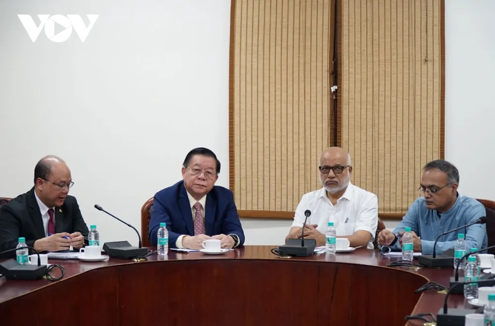 Đoàn đại biểu Đảng Cộng sản Việt Nam tiếp Tổng Bí thư Đảng Cộng sản Ấn Độ Marxist (CPI-M) Mariam Alexander Baby. Ảnh: VOV Screenshot 2025-06-06 213251.png