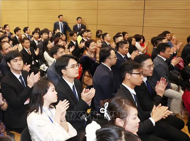 Các đại biểu tham dự buổi gặp. Ảnh: Thống Nhất/TTXVN tbt-to-lam-han-quoc-10082025-06.jpg