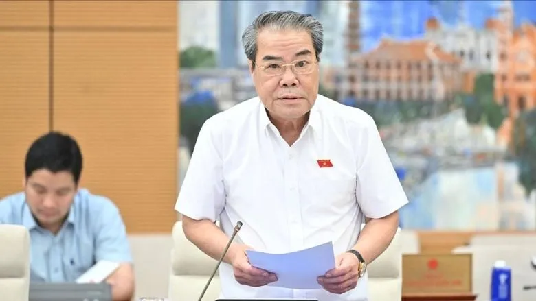 Chủ nhiệm Ủy ban Dân nguyện và Giám sát Dương Thanh Bình trình bày dự án Luật Hoạt động giám sát của Quốc hội và HĐND (sửa đổi)