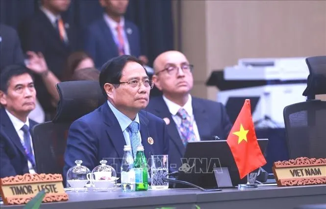 Thủ tướng Phạm Minh Chính tham dự Hội nghị Cấp cao ASEAN - Ấn Độ lần thứ 22. Ảnh: Dương Giang/TTXVN thu-tuong-261025-1.jpg