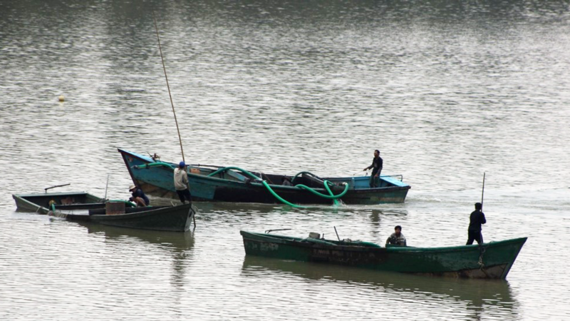 Boats to exploit sand in Song Can Stream in Khanh Hoa Province (PHoto: SGGP)