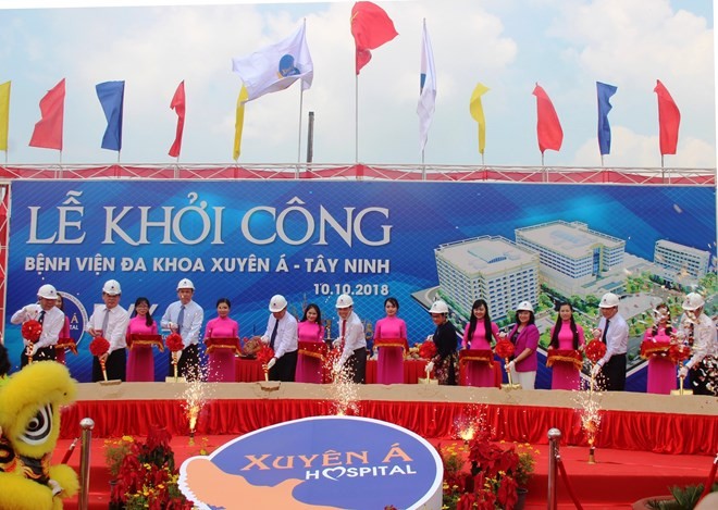 The ceremony to start the construction of the Xuyen A-Tay Ninh hospital on October 10 (Photo: VNA)