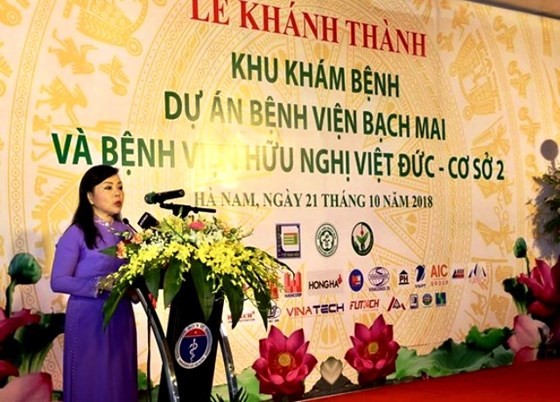 Health Minister Nguyen Thi Kim Tien speaks at the inauguration ceremony ( Photo: SGGP)