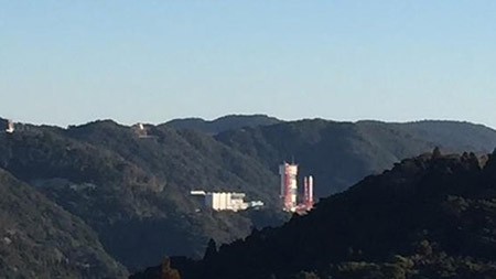 Epsilon Rocket on its launching platform at the Uchinoura Space Center