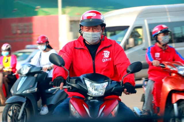 A GoViet driver. The company received a total of nearly 900,000 food orders through its GoFood platform during Lunar New Year. VNS Photo