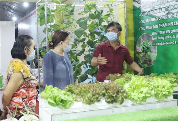 A member of a cooperative introduces agricultural produce (Photo: SGGP)