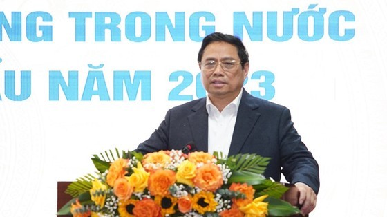 Prime Minister Pham Minh Chinh at the meeting Prime Minister Pham Minh Chinh at the meeting
