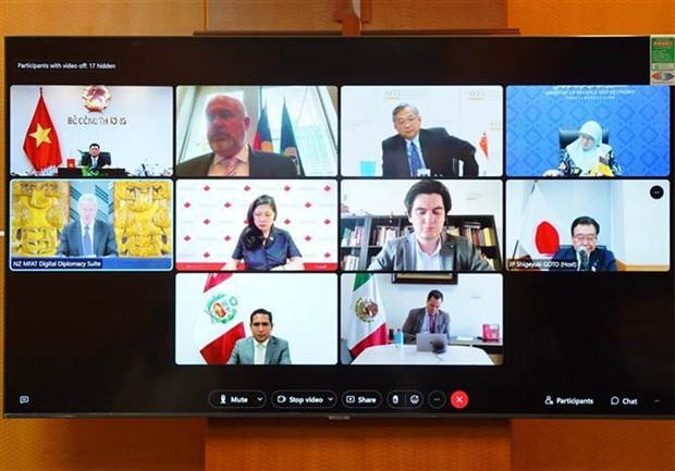 An online ministerial meeting is held on February 22 to discuss the negotiations of the UK’s accession to the CPTPP. (Photo: VNA)