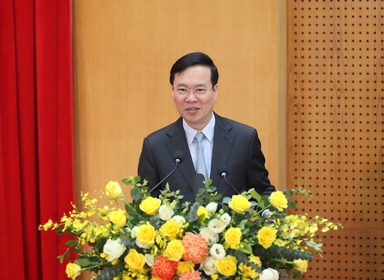 State President Vo Van Thuong speaks at the meeting (Photo: SGGP) State President Vo Van Thuong speaks at the meeting (Photo: SGGP)
