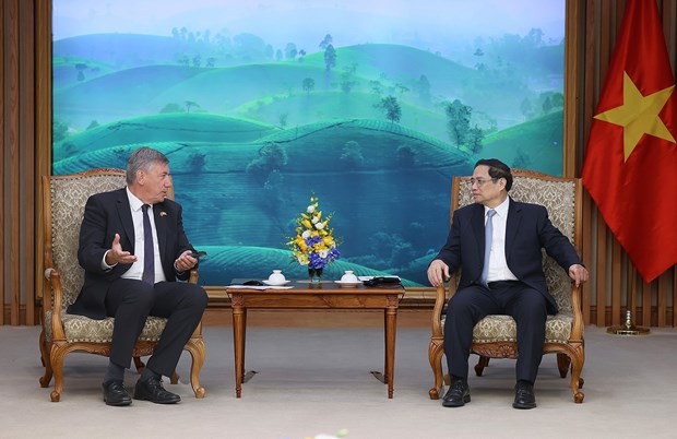 PM Pham Minh Chinh (R) and Minister-President Jan Jambon of Belgium's Flanders region at the meeting in Hanoi on September 12. (Photo: VNA) PM Pham Minh Chinh (R) and Minister-President Jan Jambon of Belgium's Flanders region at the meeting in Hanoi on September 12. (Photo: VNA)