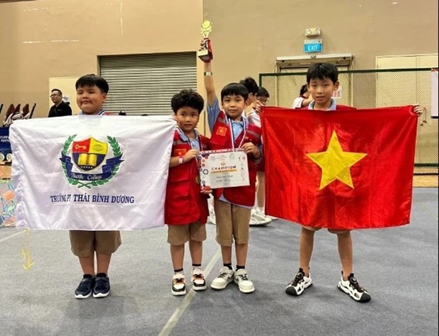 Can Tho students at the Global Robotics Games 2023. (Photo: The games organsing committee)