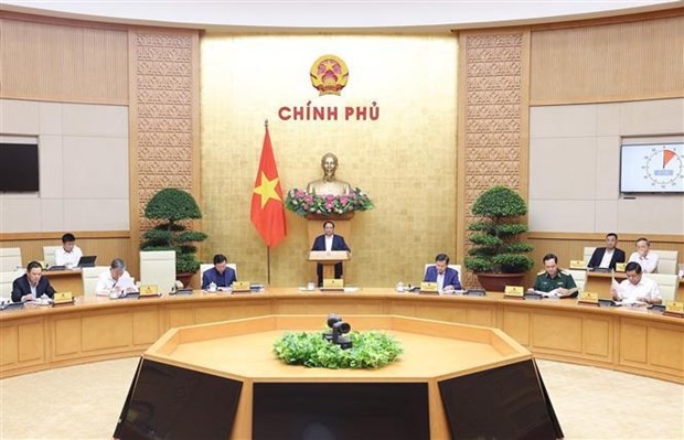 Prime Minister Pham Minh Chinh speaks at the Government’s monthly session on law building in Hanoi on March 25. (Photo: VNA) pm_law_building.jpg