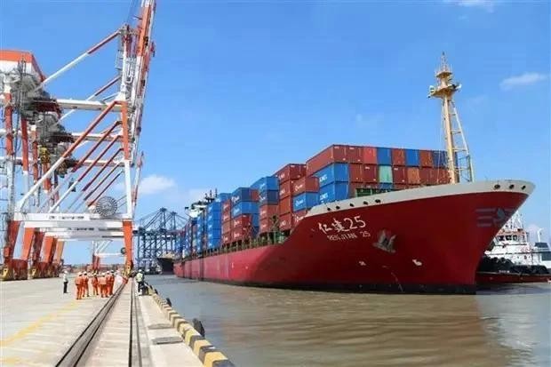 A ship docking at Tan Cang-Cai Mep Thi Vai port, Phu My town, Ba Ria - Vung Tau province. (Photo: VNA) tan-cang-cai-mep-3697.jpg.webp