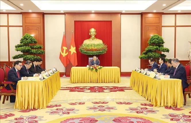 Party General Secretary and State President To Lam holds phone talks with Russian President Vladimir Putin. (Photo: VNA) phone-talks-4769.jpg.webp